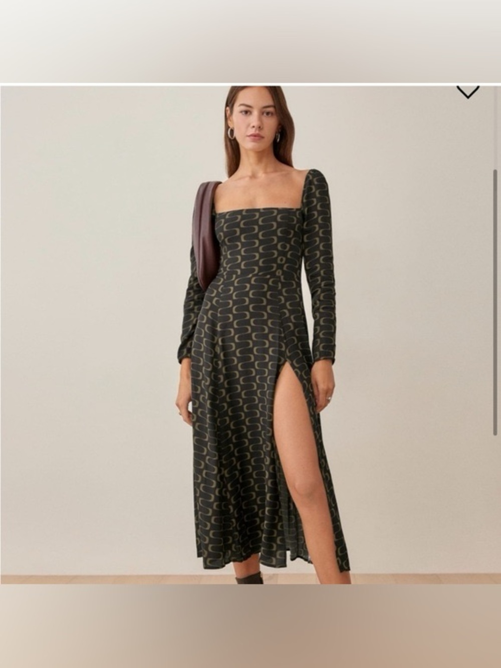 REFORMATTING black & gold crepe Sigmund Long Sleeve Midi dress in Linguine sz 2